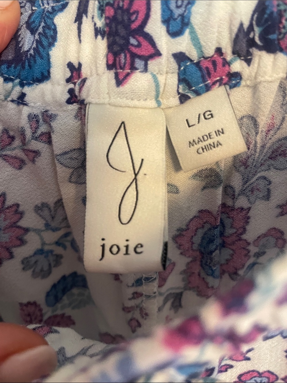 Joie wide leg palazzo pants with Blue and Pink Floral Pattern size L - Picture 5 of 10